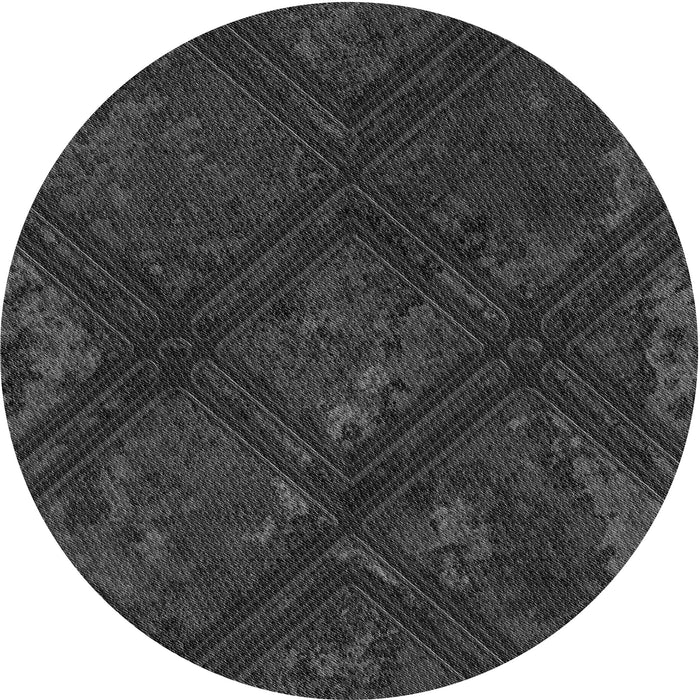 Square Machine Washable Transitional Charcoal Black Rug in a Living Room, wshpat3166gry