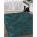 Machine Washable Transitional Teal Green Rug in a Family Room, wshpat3166lblu