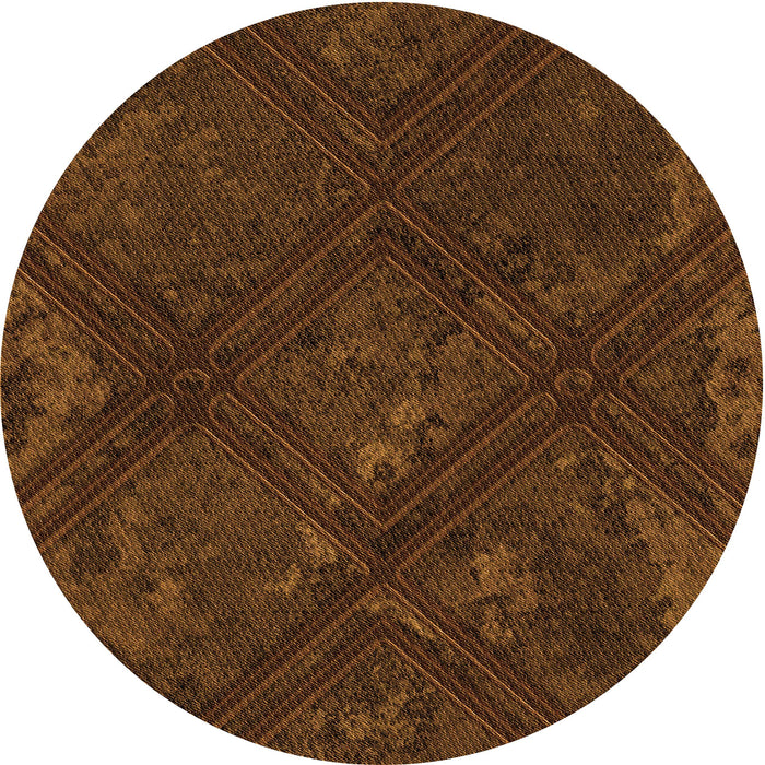 Square Patterned Mahogany Brown Rug, pat3166org