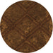 Square Patterned Mahogany Brown Rug, pat3166org