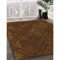 Patterned Mahogany Brown Rug, pat3166org