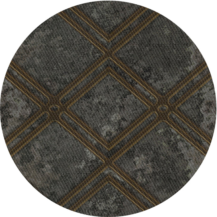 Square Machine Washable Transitional Midnight Gray Rug, wshpat3166