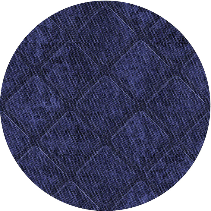 Square Patterned Night Blue Rug, pat3167blu