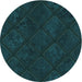 Square Machine Washable Transitional Teal Green Rug in a Living Room, wshpat3167lblu