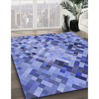 Patterned Denim Blue Rug, pat3168blu