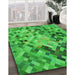 Patterned Neon Green Rug in Family Room, pat3168grn