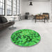 Round Patterned Neon Green Rug in a Office, pat3168grn