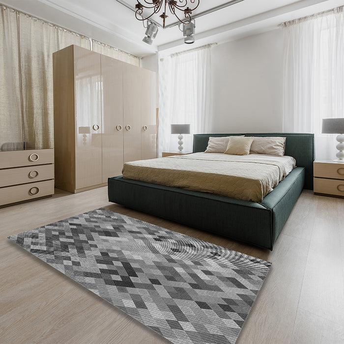 Patterned Gray Rug in a Bedroom, pat3168gry