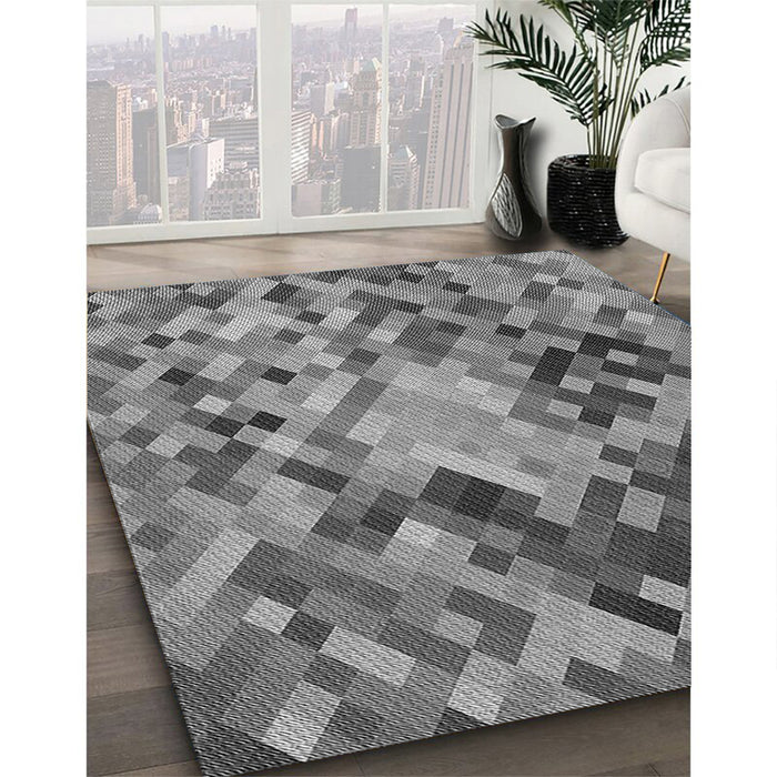 Machine Washable Transitional Grey Gray Rug in a Family Room, wshpat3168gry