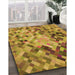 Patterned Yellow Rug in Family Room, pat3168org