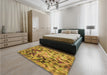 Patterned Yellow Rug in a Bedroom, pat3168org