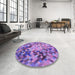 Round Patterned Purple Rug in a Office, pat3168pur