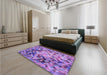 Patterned Purple Rug in a Bedroom, pat3168pur