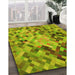 Machine Washable Transitional Olive Green Rug in a Family Room, wshpat3168yw