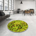 Round Patterned Olive Green Rug in a Office, pat3168yw