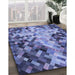 Machine Washable Transitional Sky Blue Rug in a Family Room, wshpat3169blu