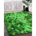 Machine Washable Transitional Green Rug in a Family Room, wshpat3169grn