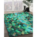 Machine Washable Transitional Deep-Sea Green Rug in a Family Room, wshpat3169lblu