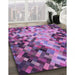 Machine Washable Transitional Dark Magenta Purple Rug in a Family Room, wshpat3169pur