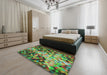 Machine Washable Transitional Dark Brown Rug in a Bedroom, wshpat3169