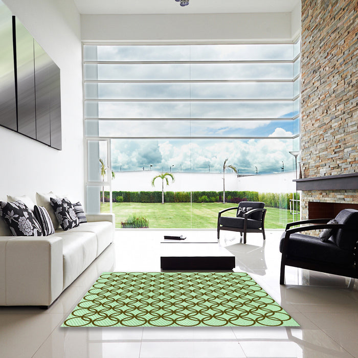 Machine Washable Transitional Fern Green Rug in a Kitchen, wshpat317grn