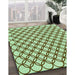 Patterned Fern Green Rug in Family Room, pat317grn