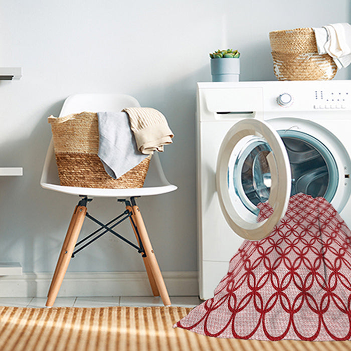 Machine Washable Transitional Light Red Pink Rug in a Washing Machine, wshpat317rd