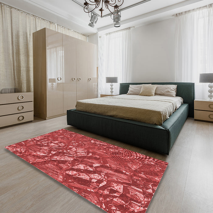 Patterned Red Rug in a Bedroom, pat3170rd