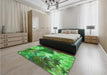 Patterned Forest Green Rug in a Bedroom, pat3171grn