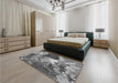 Patterned Dark Gray Rug in a Bedroom, pat3171gry