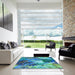 Square Patterned Blue Rug in a Living Room, pat3171lblu