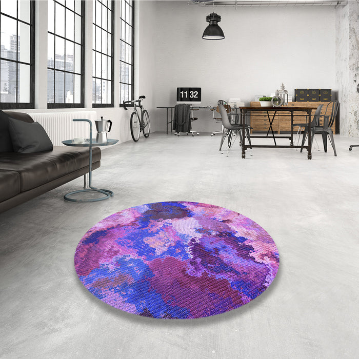 Round Patterned Purple Rug in a Office, pat3171pur