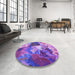 Round Patterned Purple Rug in a Office, pat3171pur