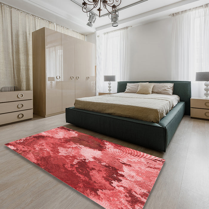 Patterned Red Rug in a Bedroom, pat3171rd