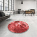 Round Patterned Red Rug in a Office, pat3171rd