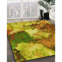 Patterned Golden Brown Yellow Rug, pat3171yw