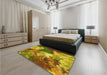 Patterned Golden Brown Yellow Rug in a Bedroom, pat3171yw