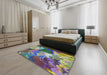 Patterned Purple Modern Rug in a Bedroom, pat3171