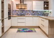 Patterned Purple Modern Rug in a Kitchen, pat3171