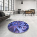 Round Patterned Light Slate Blue Rug in a Office, pat3172blu