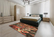 Patterned Light Brown Rug in a Bedroom, pat3172brn