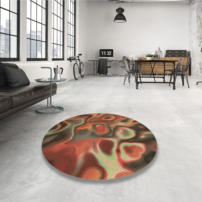 Round Patterned Light Brown Rug in a Office, pat3172brn
