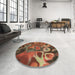 Round Patterned Light Brown Rug in a Office, pat3172brn