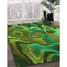 Machine Washable Transitional Dark Forest Green Rug in a Family Room, wshpat3172grn