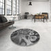 Round Patterned Gunmetal Gray Rug in a Office, pat3172gry