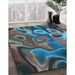 Machine Washable Transitional Glacial Blue Ice Blue Rug in a Family Room, wshpat3172lblu