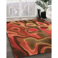 Patterned Tomato Red Rug, pat3172org