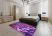 Patterned Medium Violet Red Pink Rug in a Bedroom, pat3172pur