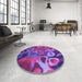 Round Patterned Medium Violet Red Pink Rug in a Office, pat3172pur