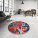 Round Patterned Gray Modern Rug in a Office, pat3172